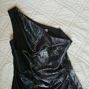 Peacock one shoulder dress